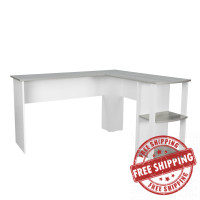 Techni Mobili RTA-8413L-GRY Modern L-Shaped Desk with Side Shelves, Grey